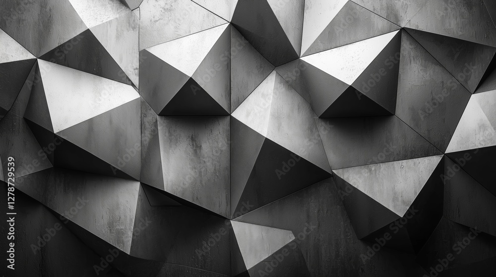 Fototapeta premium Abstract Geometric Pattern with 3D Depth in Monochrome