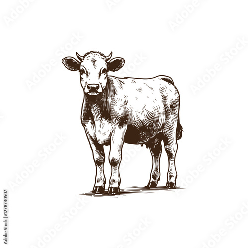Hand drawn illustration of Hand Drawn Cow Sketch featuring detailed vintage style artwork for design and artistic projects
