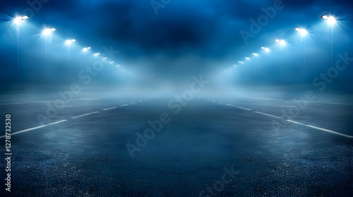 Night Road, Foggy Asphalt B...