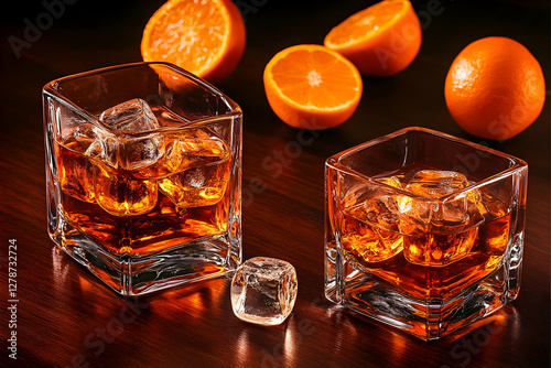 Whiskey Glasses Ice Cubes O...