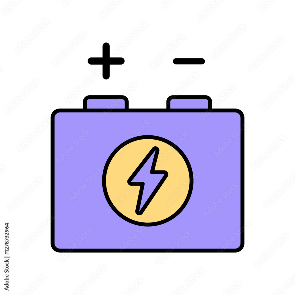 Icon a battery, isolated against a clean background. Icon a battery, isolated against a clean background.