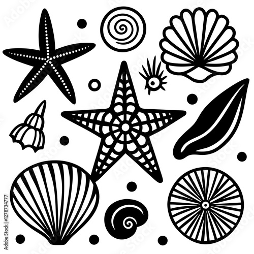 seamless pattern with sea shells