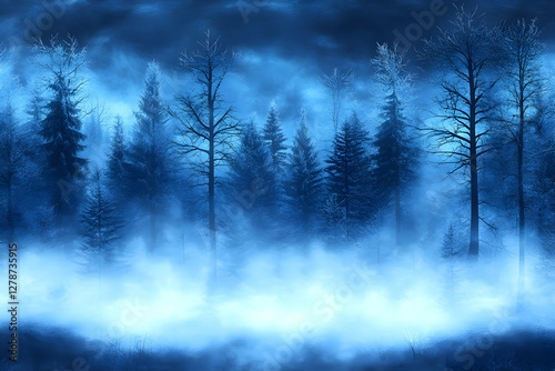 Mystic Blue Forest Illustra...