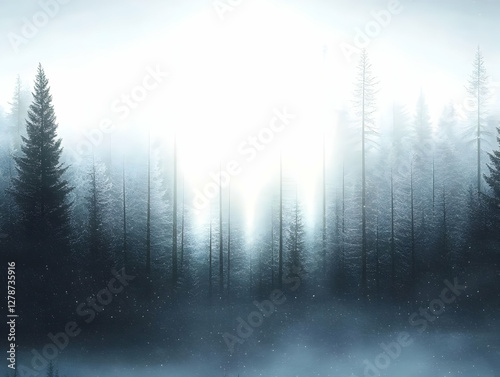 Misty Winter Forest Illustr...