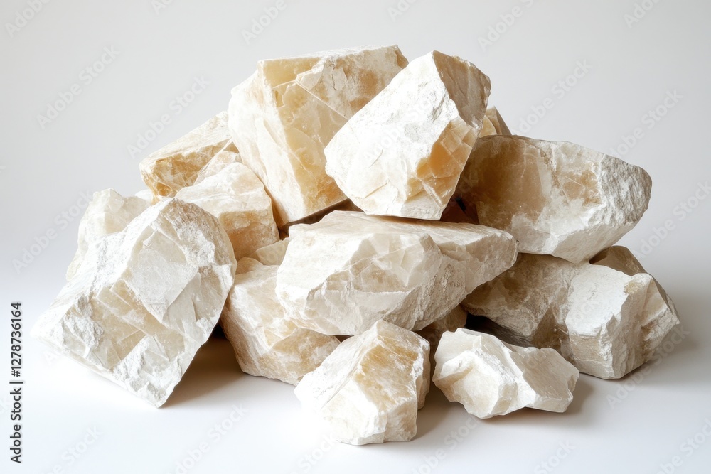 Pile of large rough hewn chunks of white rock Pile of large rough hewn chunks of white rock