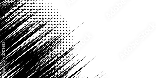 Halftone Grunge Vector Seamless Black and White Texture