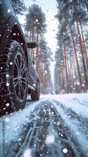 Winter Drive Snowy Forest R...
