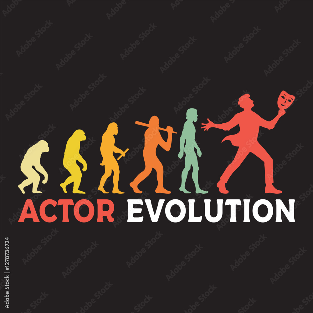 actor Evolution illustration, Human Evolution Silhouette Design, evolution of man T-shirt vector actor Evolution illustration, Human Evolution Silhouette Design, evolution of man T-shirt vector