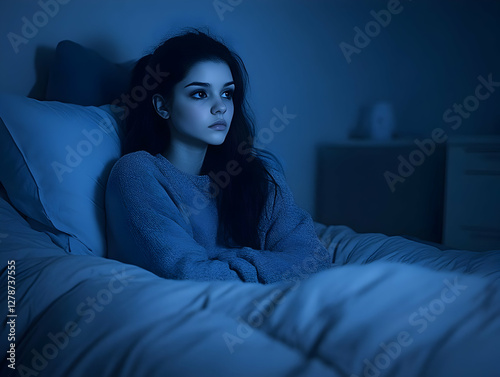 Blue Night, Woman in Bed, I...