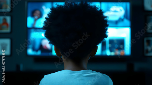 Child Watching TV Screen  I...