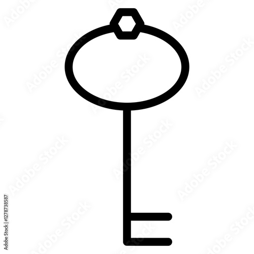 Old Key Lock Line Icon