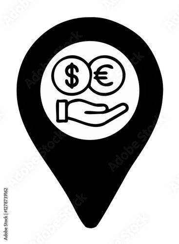Free Download Black icon for banks, exchange offices and other financial institutions on transparent background. Position symbols or GPS positioning - GFXLoad