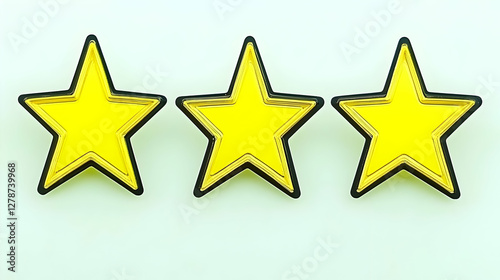 Three Golden Stars 3D Illus...