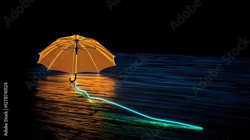 Glowing Umbrella 3D Render