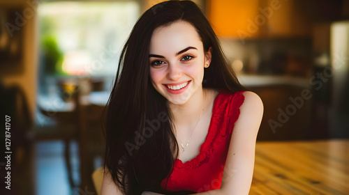 Smiling Woman Illustration,...