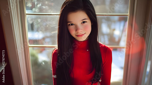 Girl in Red Sweater by Wind...
