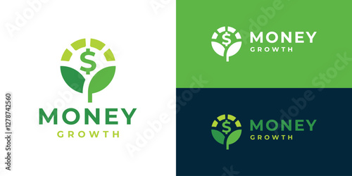 Creative money growth logo template. Tree and Money logo design vector illustration.