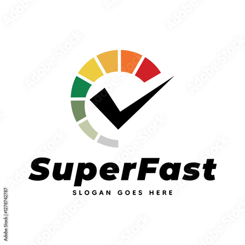 Speedometer logo design vector illustration isolated on white background.