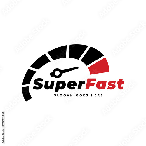 Speedometer logo design vector illustration isolated on white background.