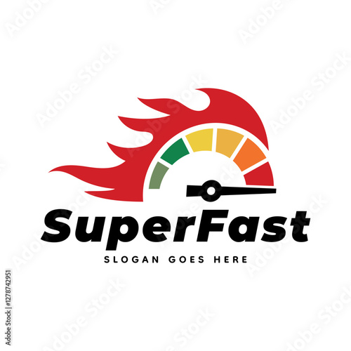 Speedometer logo design vector illustration isolated on white background.