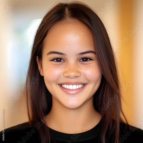 Smiling Girl Portrait Illus...