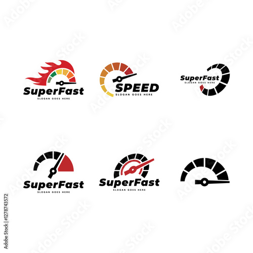 Set of Speedometer logo design vector illustration isolated on white background.