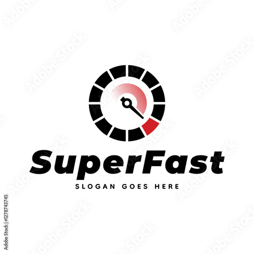 Speedometer logo design vector illustration isolated on white background.