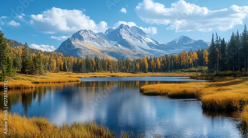 Serene Mountain Landscape with Tranquil Water Reflection