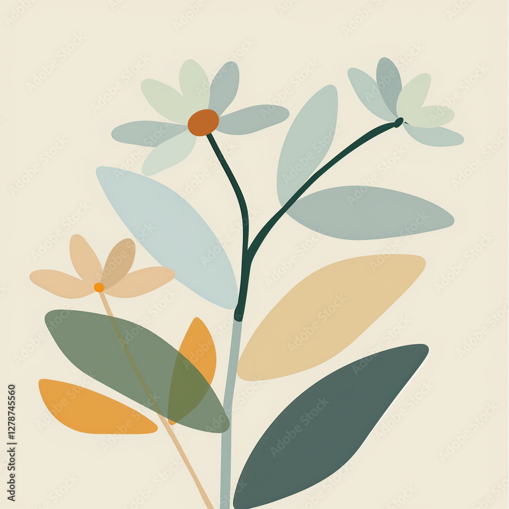 Geometric natural pattern. Abstract flower of simple, ecological concept, soft pastel color. Vector illustration Geometric natural pattern. Abstract flower of simple, ecological concept, soft pastel color. Vector illustration
