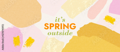 Fashionable abstract background made in modern art style with brush strokes of dots and lines in spring summer pastel colors