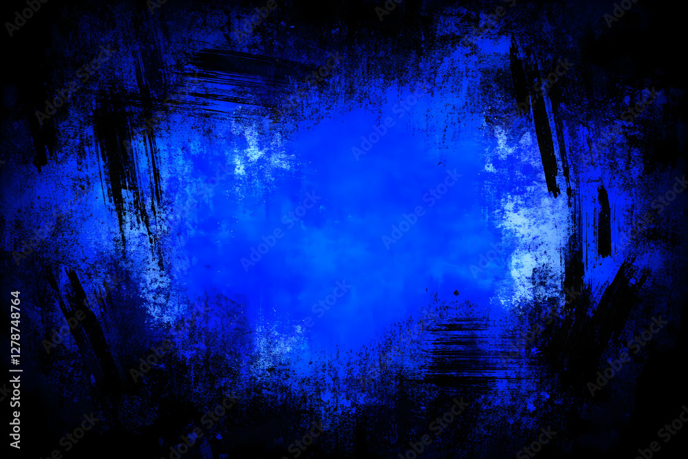 Obraz premium Abstract Blue Background with Grunge Texture and Dark Brush Strokes