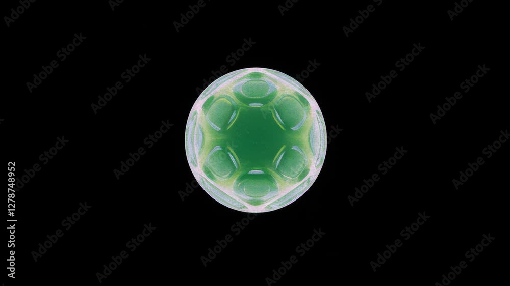 Hologram chalking and sparkling green ball on a black background
