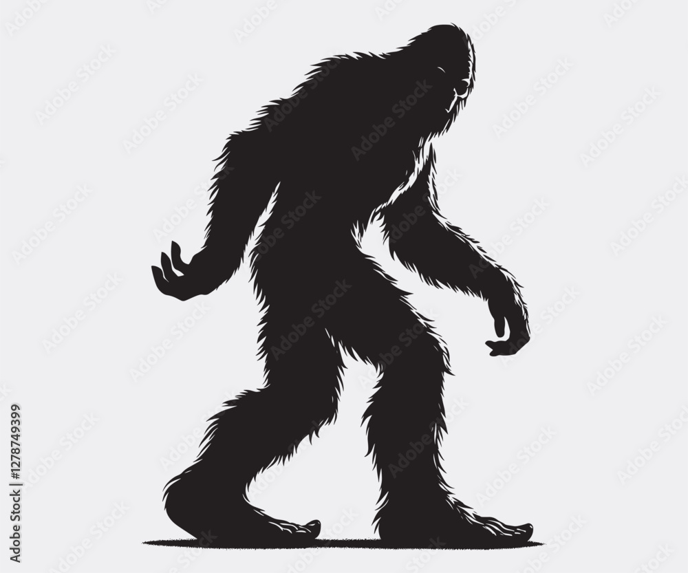 Fototapeta premium Bigfoot Silhouette, Bigfoot Illustration and Vector, Sasquatch Silhouette