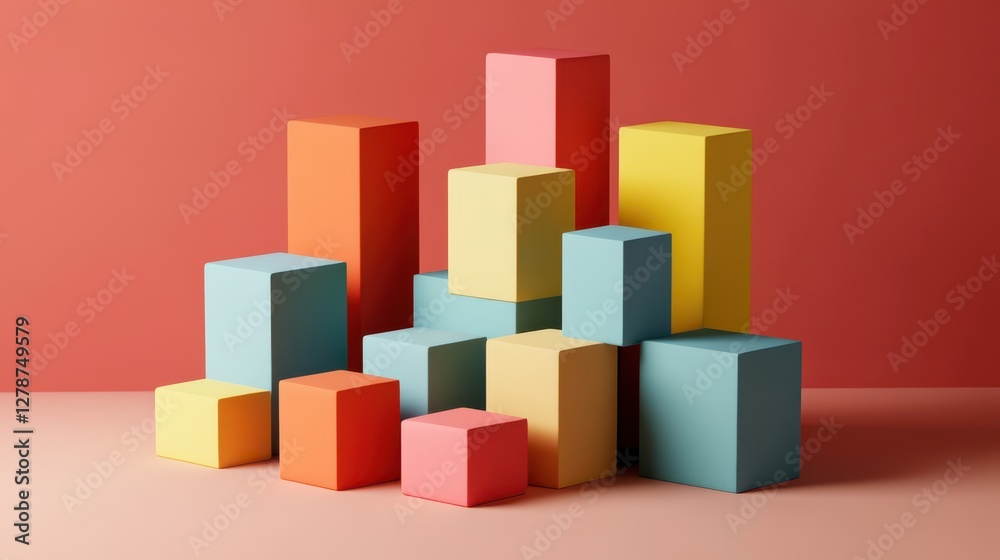 A 3D render featuring a collection of colorful cubes arranged in a visually appealing composition. A 3D render featuring a collection of colorful cubes arranged in a visually appealing composition.