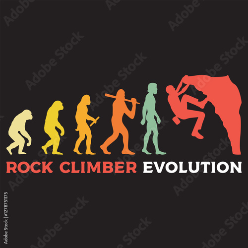 climber Evolution vector illustration, Human Evolution Silhouette Design, evolution of man T-shirt
