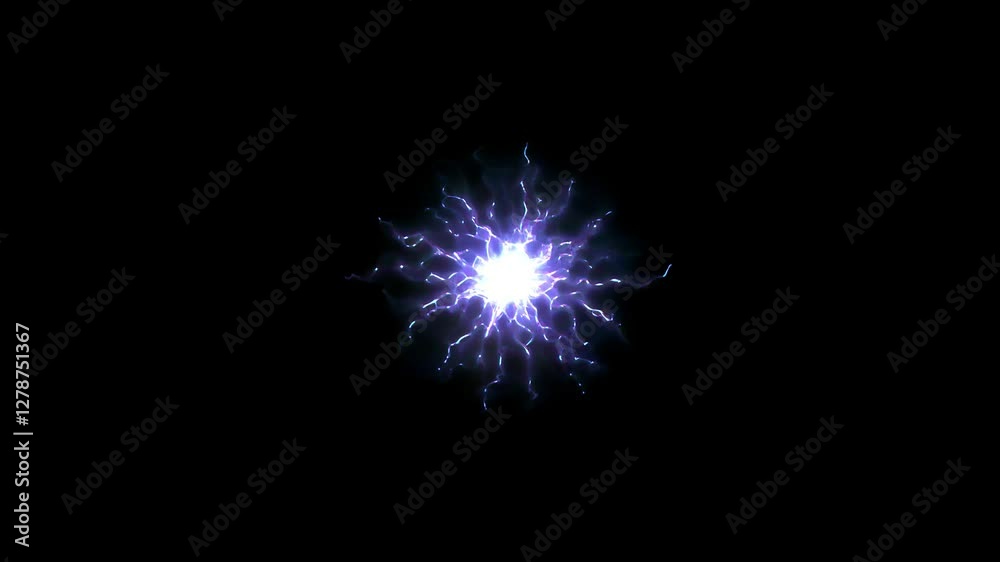 Looped VFX animation of electric ball lightning on black background Looped VFX animation of electric ball lightning on black background