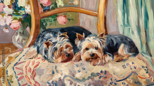 Obraz na płótnie yorkshire terrier puppies w salonie