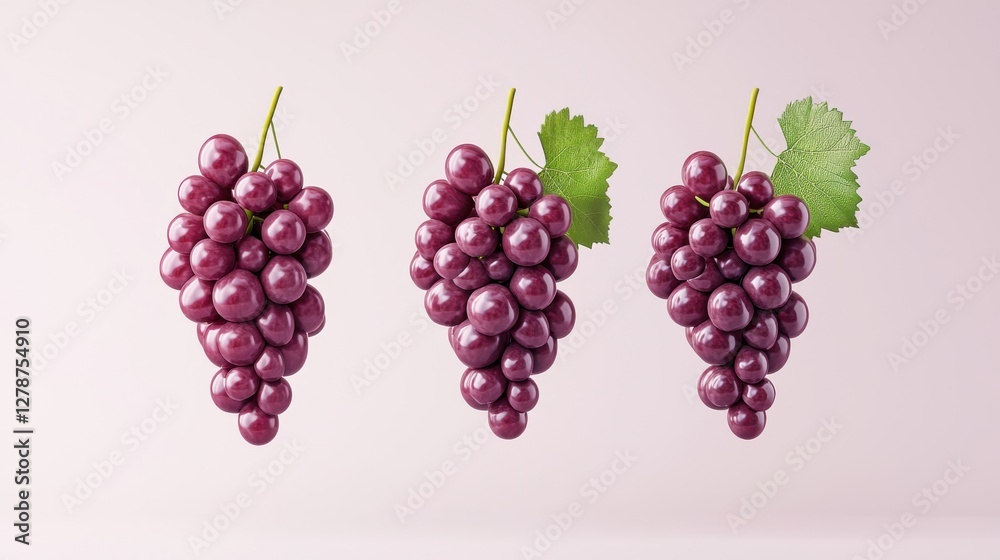 Fresh and Juicy Red Grapes Bunches Isolated on White Background Fresh and Juicy Red Grapes Bunches Isolated on White Background