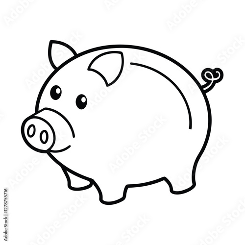 Adorable Cartoon Piggy Bank Savings, Money, Finance, Childhood, Illustration