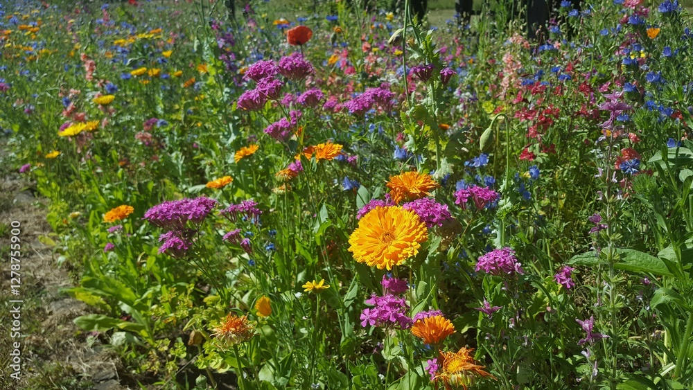 Bunte Blumenwiese im Sommer