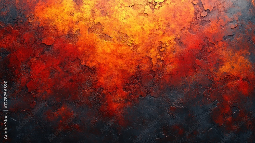 Fototapeta premium Fiery textured wall, dark background, design element