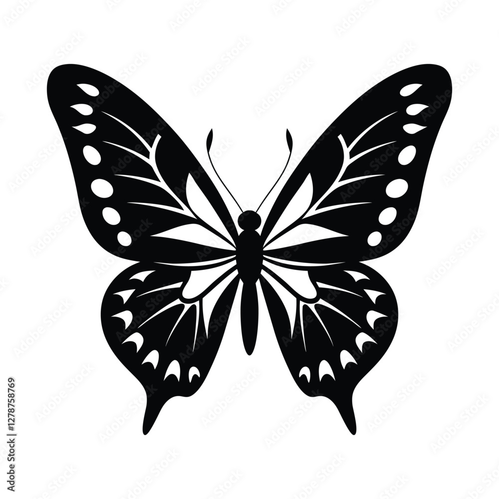 Black and White Butterfly Silhouette Elegant Vector Illustration Clipart. Adobe Illustrator Artwork Black and White Butterfly Silhouette Elegant Vector Illustration Clipart. Adobe Illustrator Artwork
