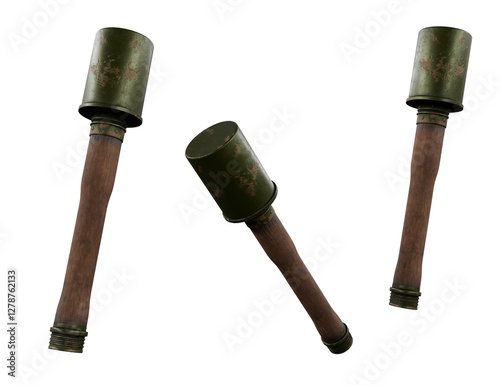 Old german hand grenade isolated on white