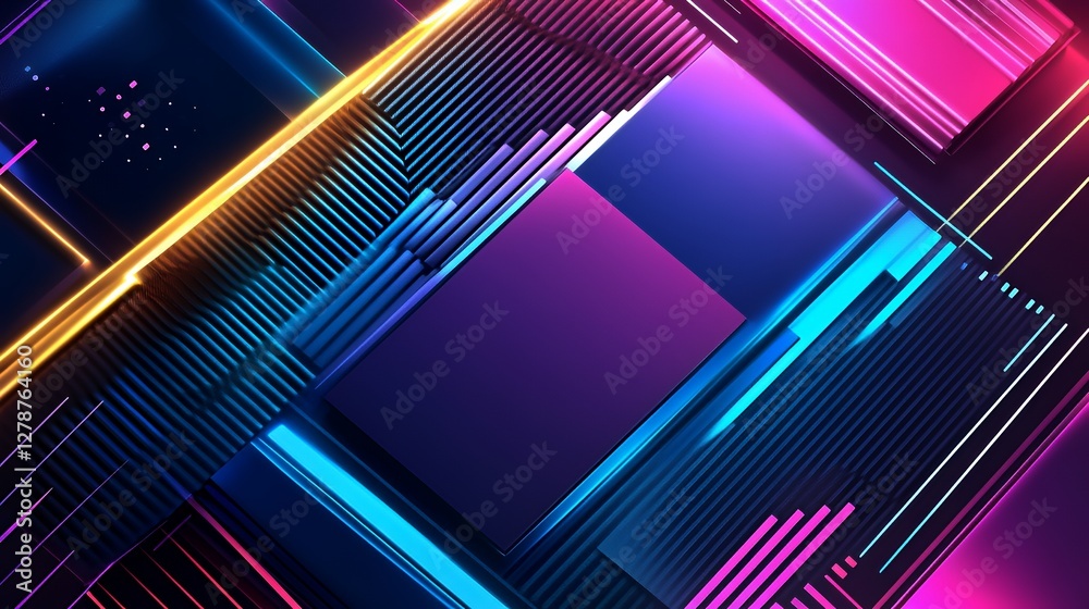 Fototapeta premium Abstract Neon Geometric Shapes Design with Bright Colors