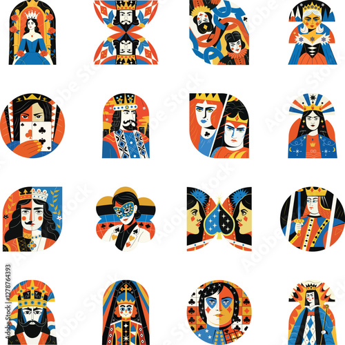 Collection of Flat Style Gambling Characters Illustrations 

