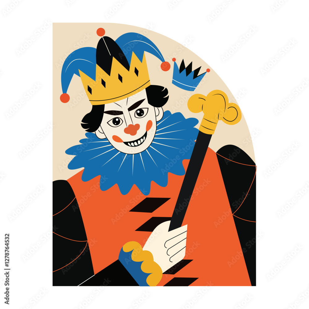 Obraz premium Card joker illustration in flat style