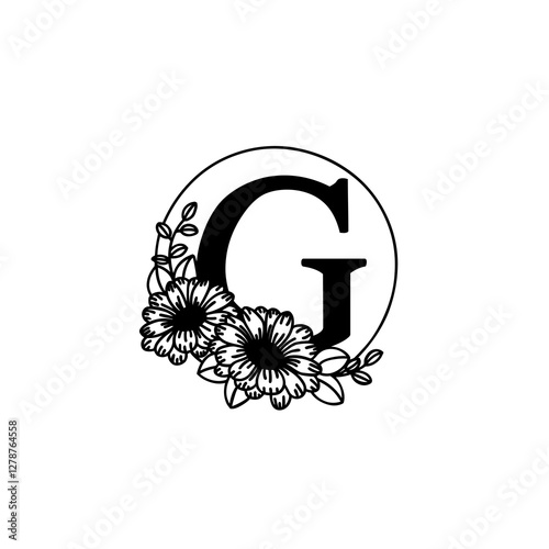 the g floral logo is a simple blend of elegant typography and botanical elements