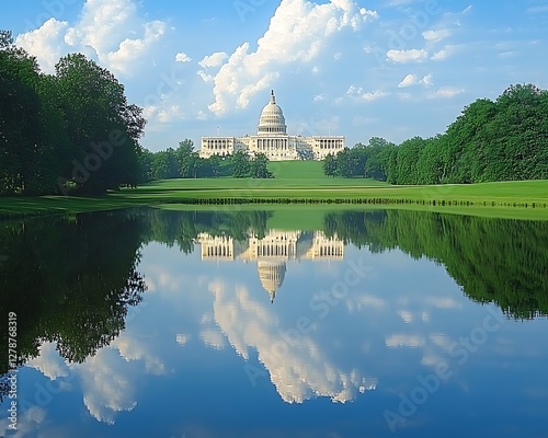 Capitol Reflecting in Calm Water, Washington DC