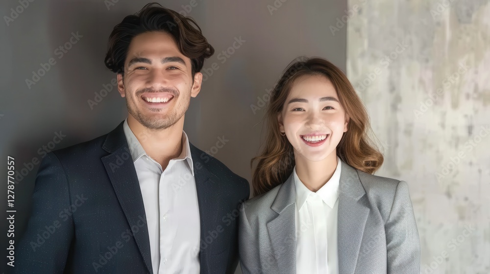 Professional Business Team with Confident Smiling Expressions Professional Business Team with Confident Smiling Expressions