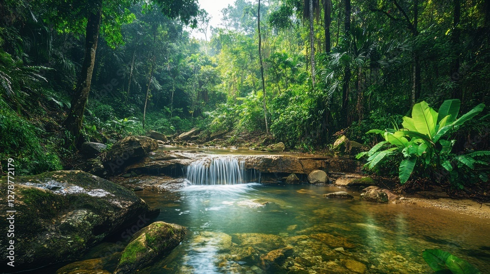 Fototapeta premium Mysterious Allure: Southeast Asia's Tropical Jungles in August